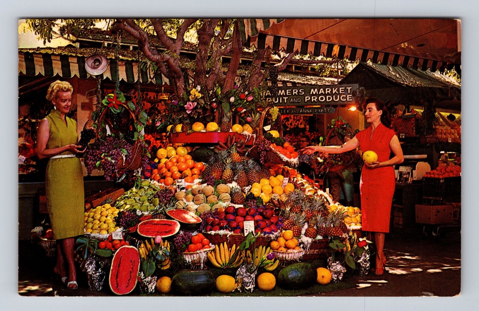 Los Angeles CA- California, Farmers Market, Antique, Vintage c1967 Postcard