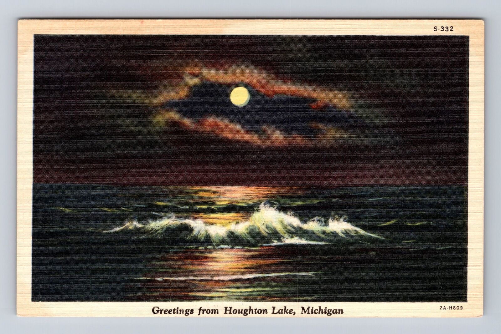Houghton Lake MI-Michigan, General Lake Greetings Night, Vintage Postcard