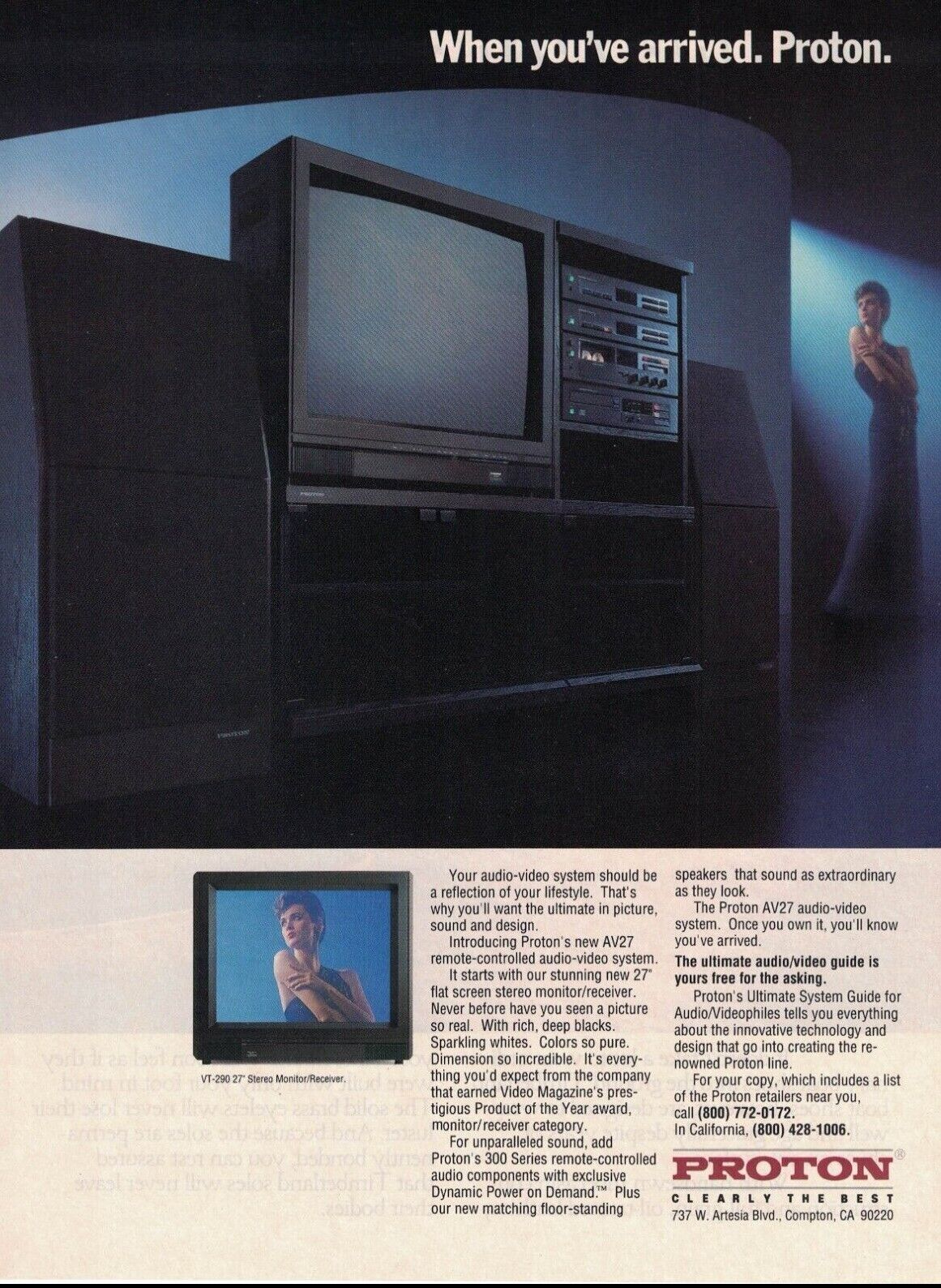 Proton AV 27 Audio Visual System Television TV Vintage Magazine Print Ad 1988 