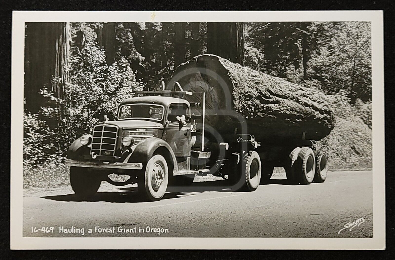 Early Logging RPPC of Log Truck. Oregon. C. 1940\'s Logging History Sawyers 