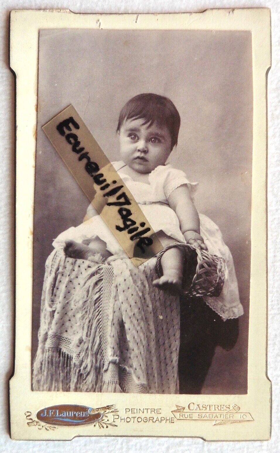 CDV LAURENS to CASTRES baby child named son of Louise JAMES H95