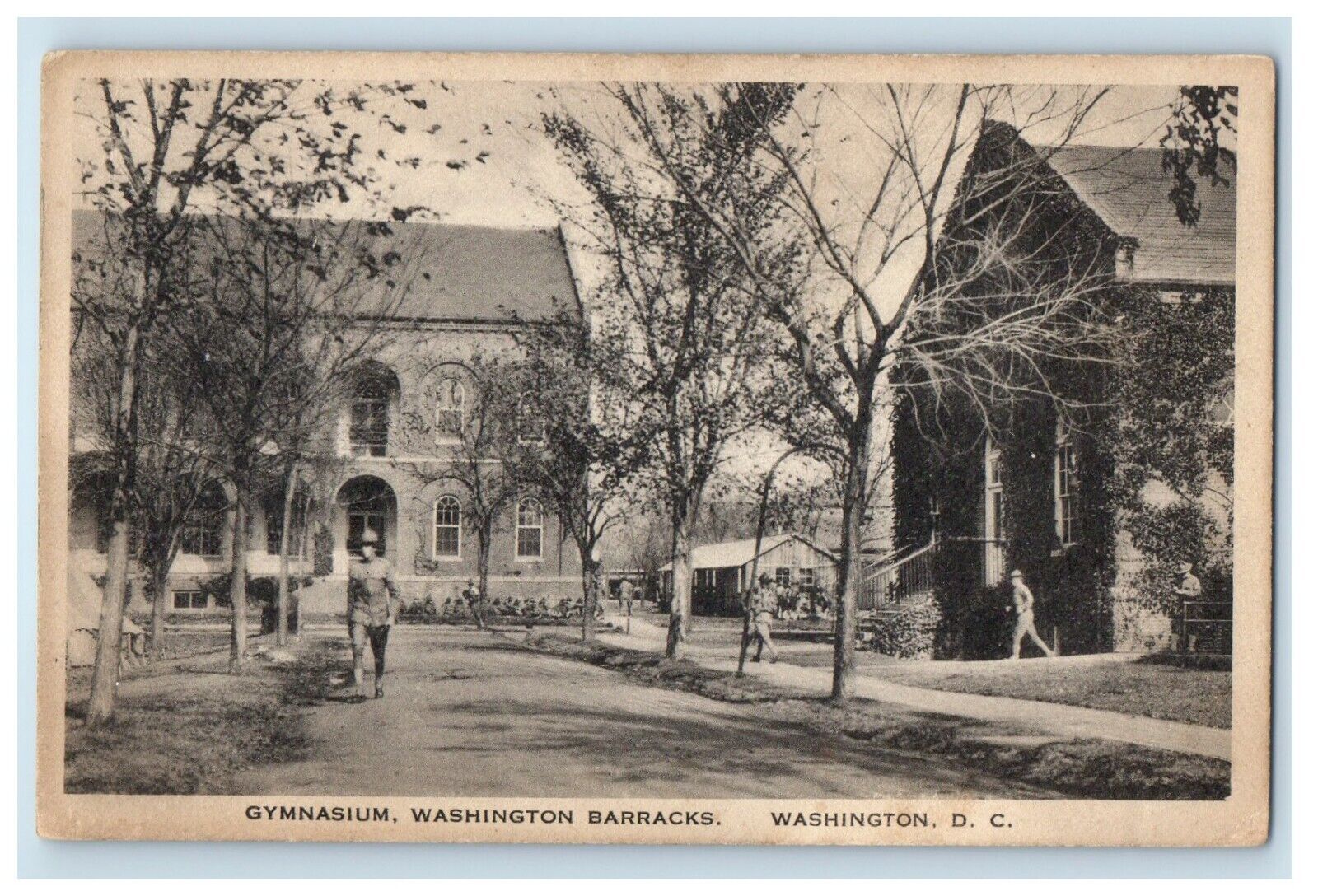 c1910's Gymnasium Washington Barracks Soldiers Washington D.C Antique Postcard