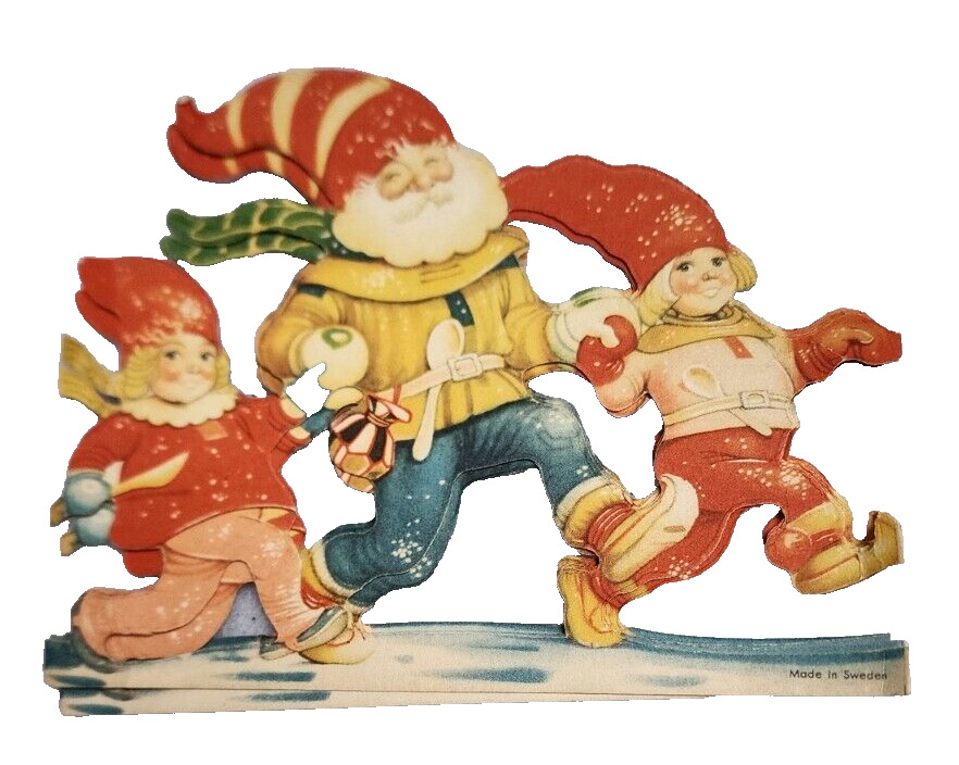 Vintage Christmas Santa & children die-cut paper garland 4-1/2 x 29\