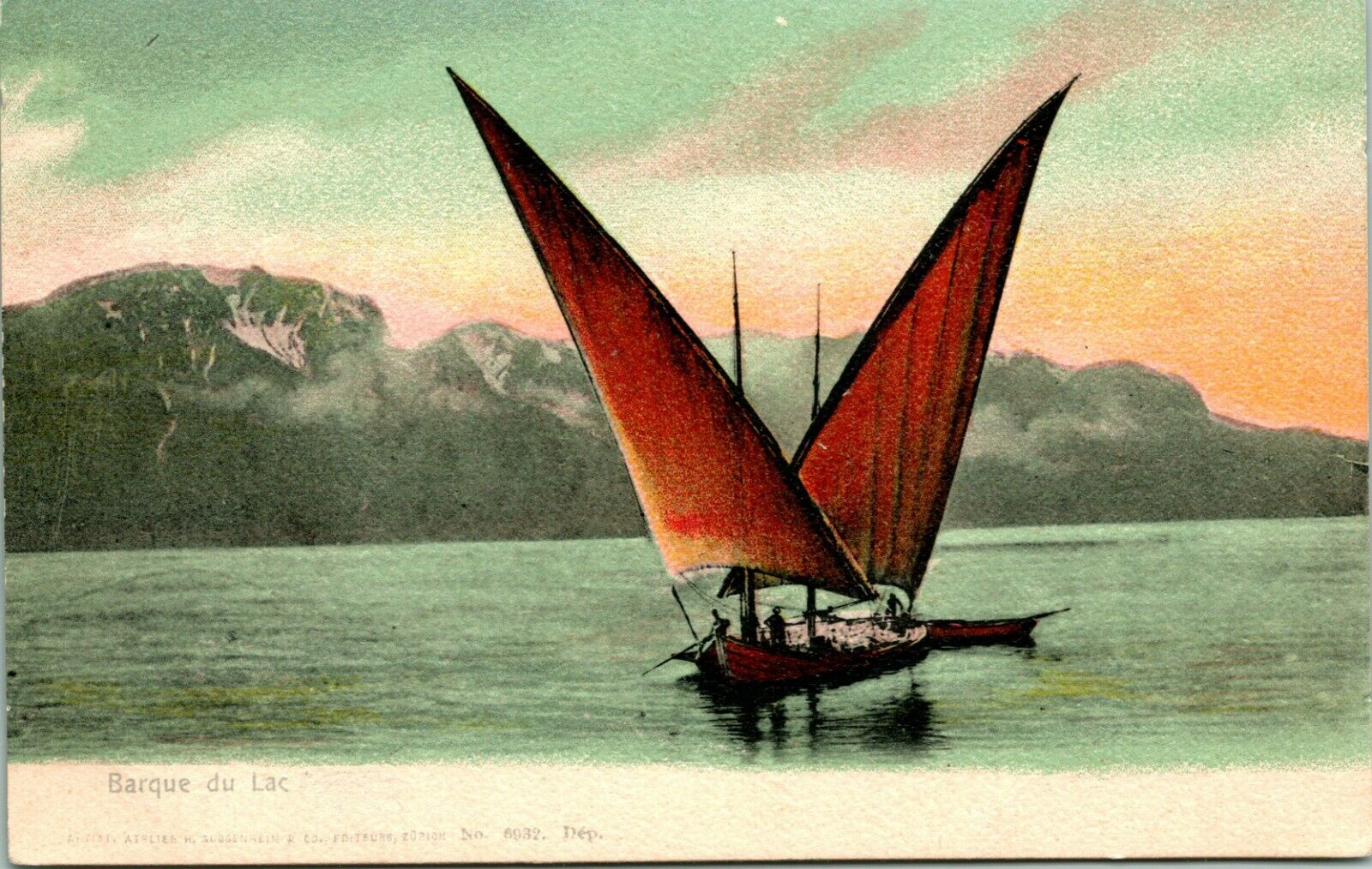 Vtg Postcard 1900s UDB France - Lake Boat Barque Du Lac UNP