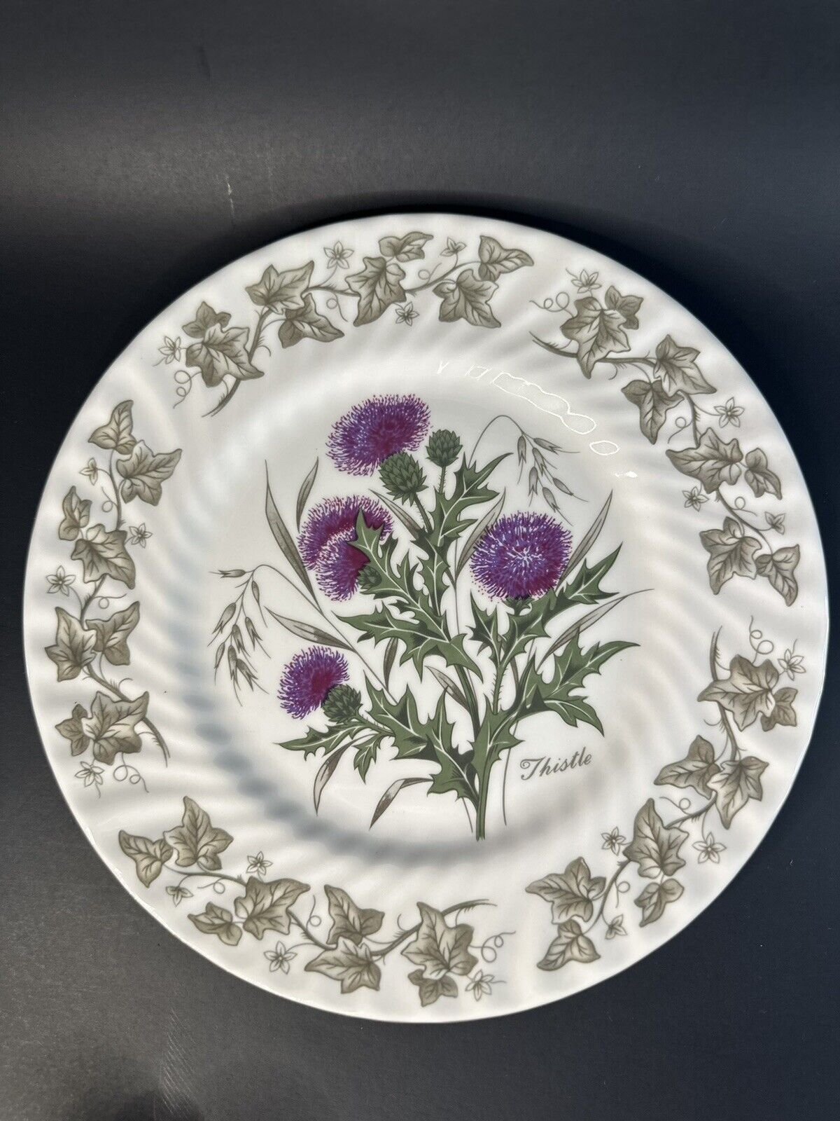 Vintage Highland Fine Bone China Plate - Made In Scotland- Thistle Floral Plate