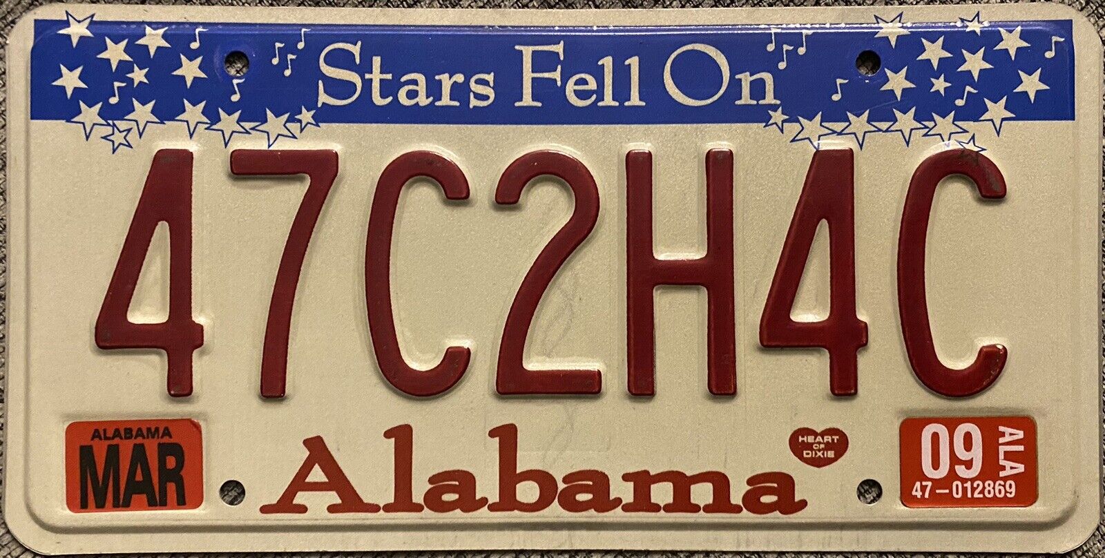 $13.98  @@ 2009 Alabama License Plate EXPIRED