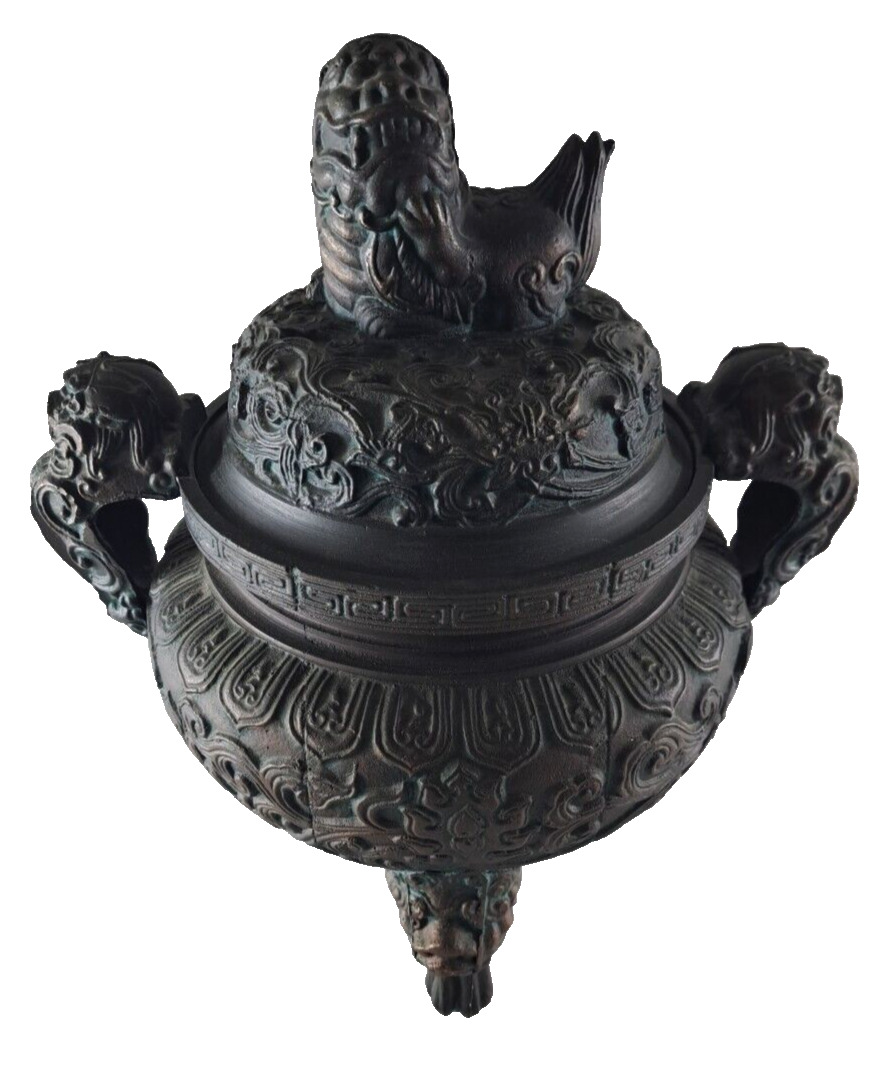 VTG Empress Line Foo Dog Ice Bucket Urn Shang Dynasty MCM Barware Asian Taiwan