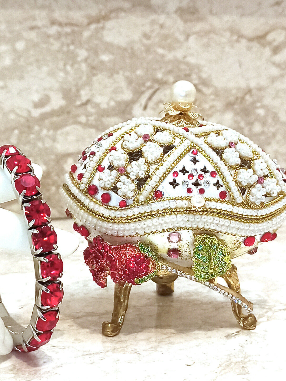 XMAS gift for girlfriend birthday gift Faberge egg Music box Jewelry 24k GOLD HM