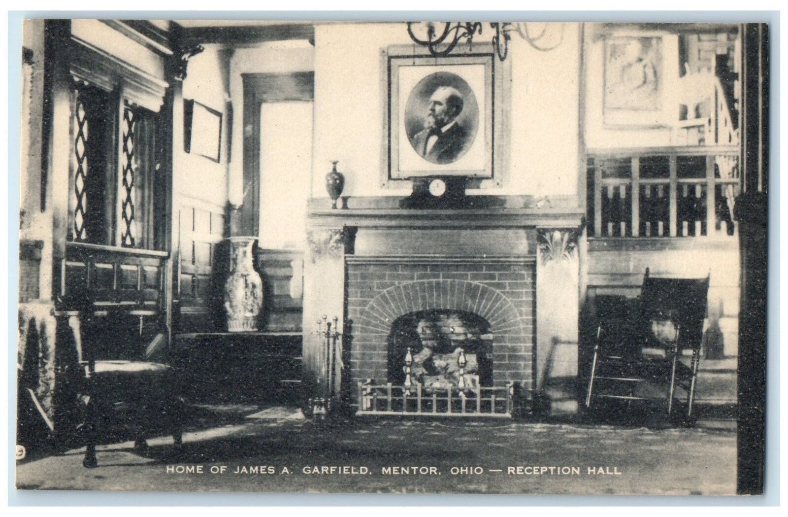 c1910\'s Home Of James A. Garfield Reception Hall Interior Mentor Ohio Postcard