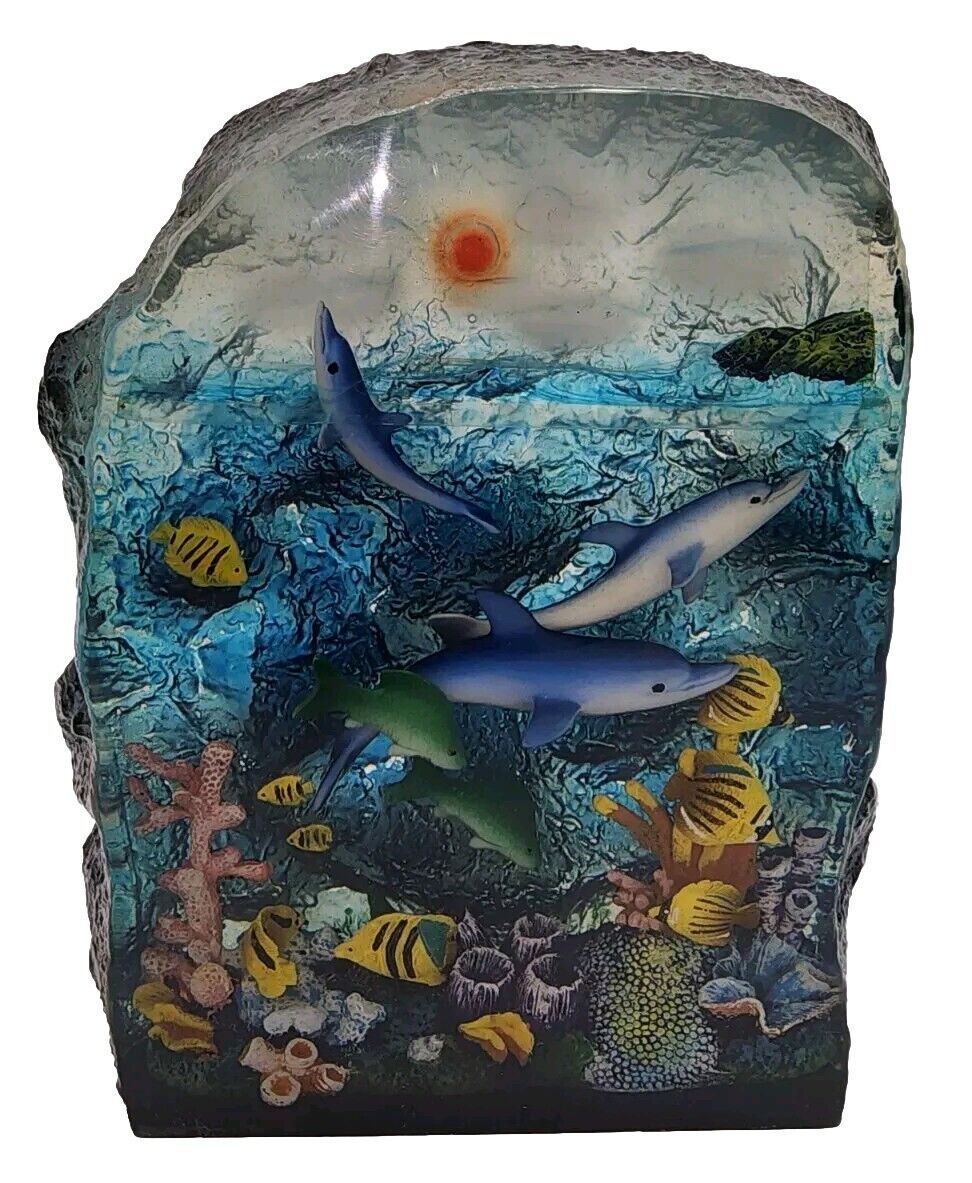 Vintage Great Gifts Dolphin Marine Life Acrylic Lucite Art 6.5\