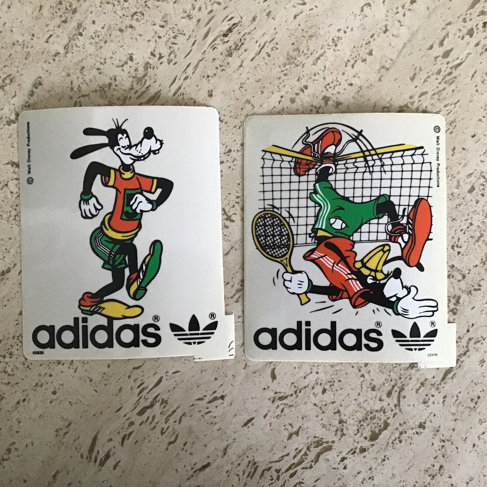 Two Vintage Adidas Walt Disney Sporty Goofy Stickers