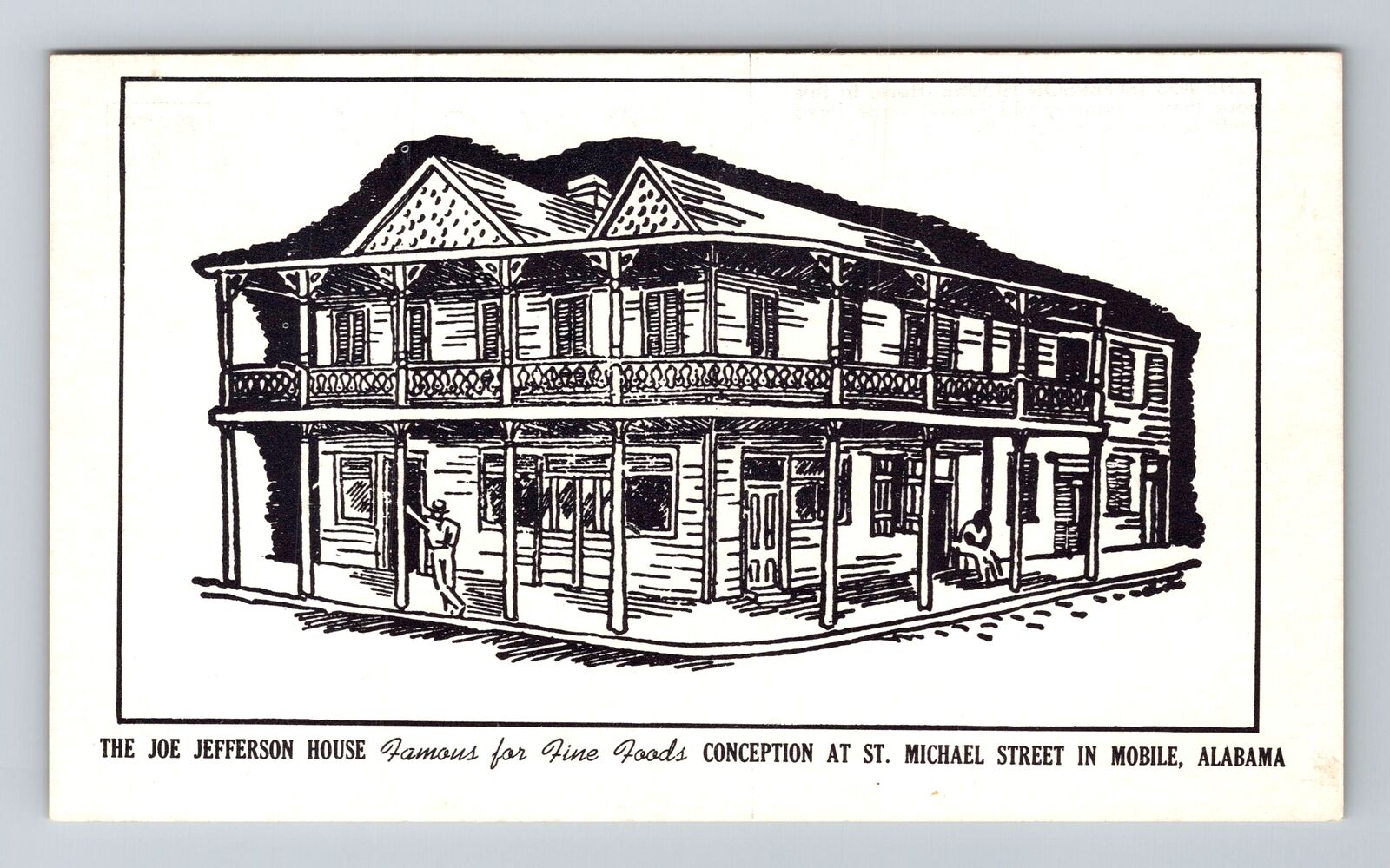 Mobile AL-Alabama, Joe Jefferson House, Advertising, Antique Vintage Postcard
