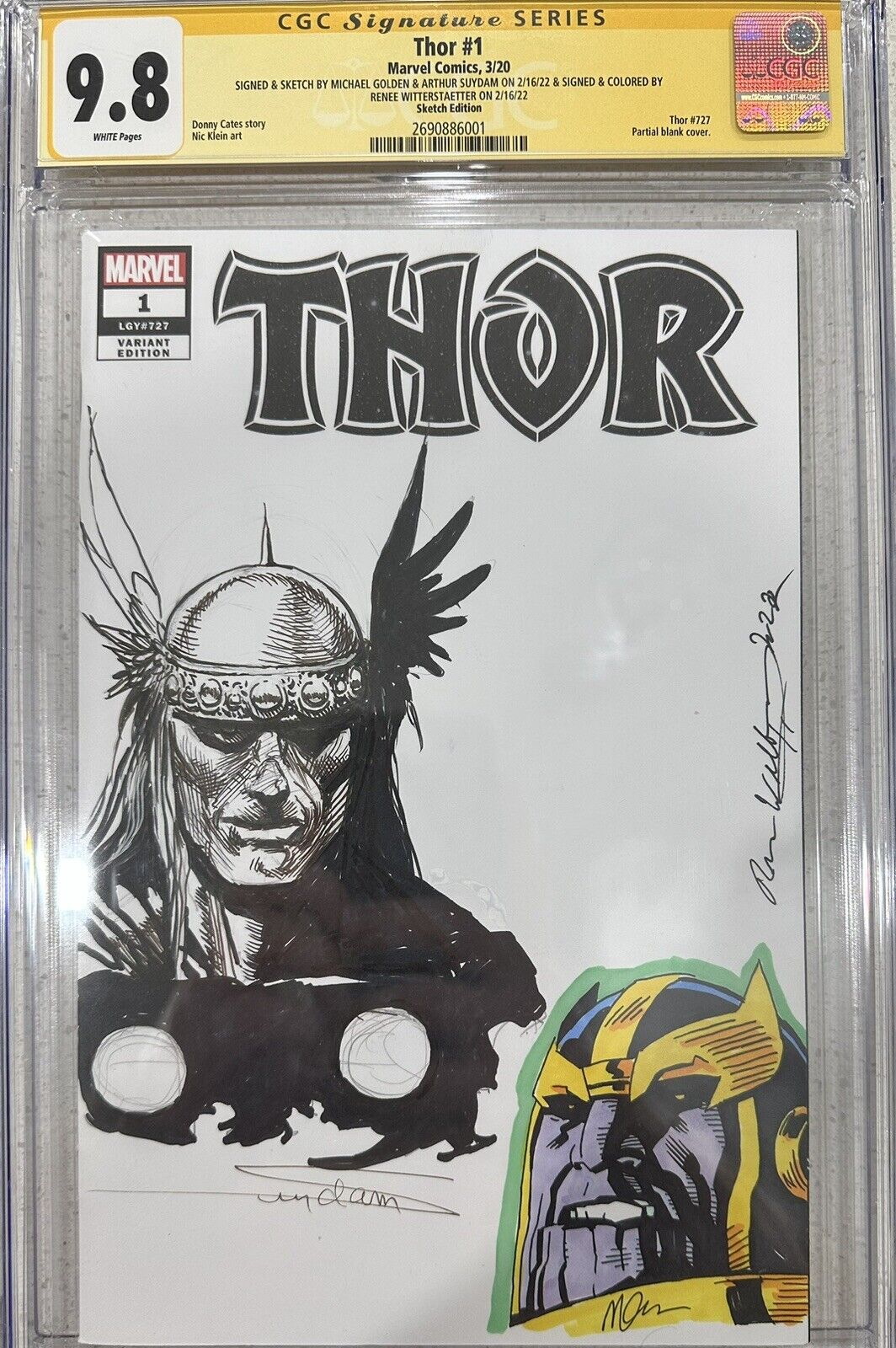 Thor #1 CGC 9.8 (3x Signed/Sketched/Colored)
