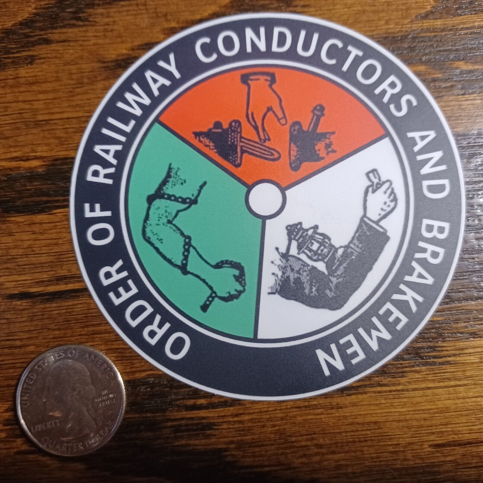 Order of Railway Conductors and Brakemen laminated die-cut vinyl sticker