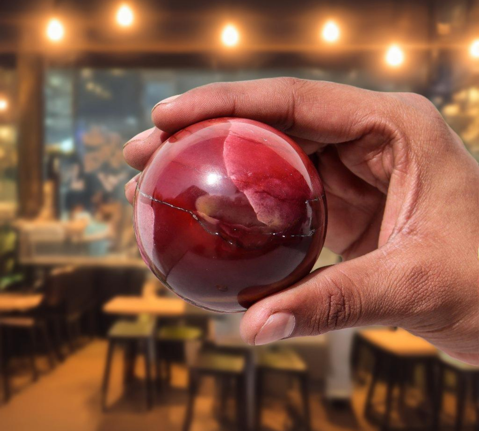 Red Mookaite Jasper Healing Sphere 60MM Vibrant Energy Stone Ball for Meditation