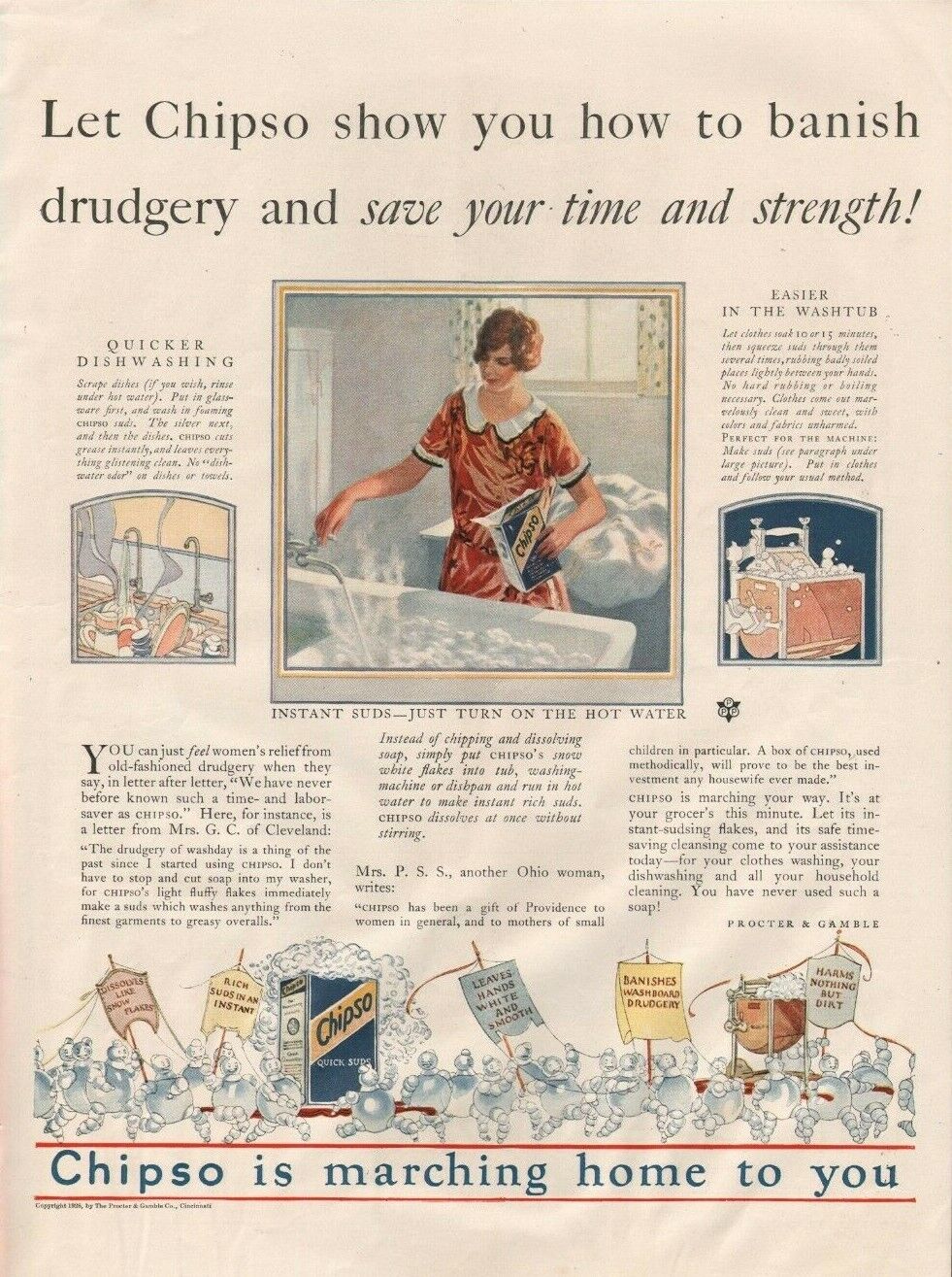 1926 Chipso Laundry / Dish Soap - Vintage Procter & Gamble Advertisement