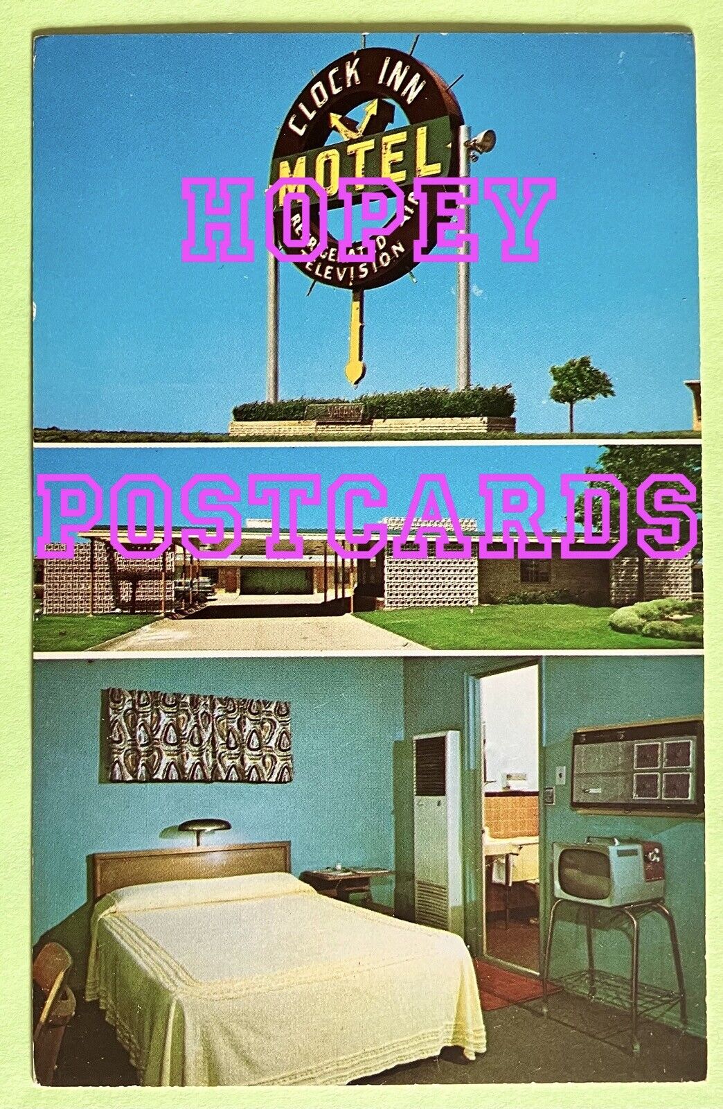 ROUTE 66~ OKLAHOMA CITY, OK ~ CLOCK INN MOTEL~ multi-view postcard ~ 1960s