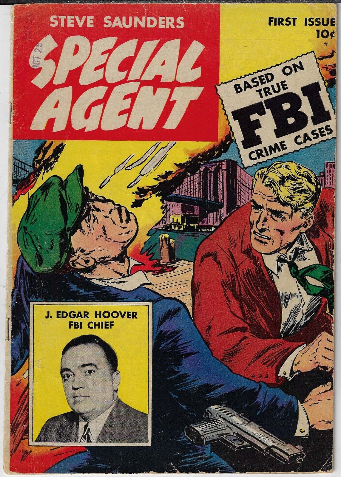 STEVE SAUNDERS SPECIAL AGENT # 1 GOOD COMICS 1947 VERY SCARCE HOOVER PHOTO COVER