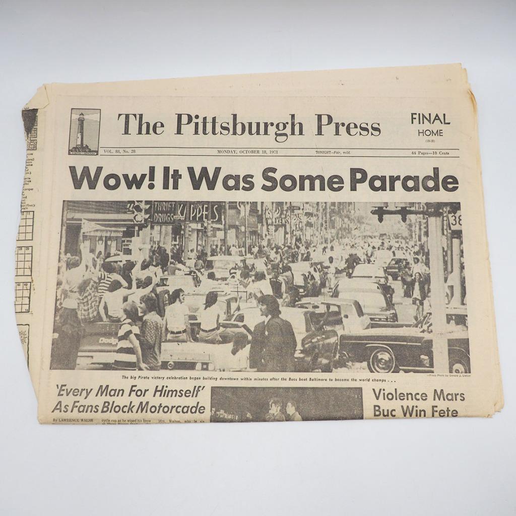 Newspaper Pittsburgh Press October 18 1971 Pirates World Series Victory