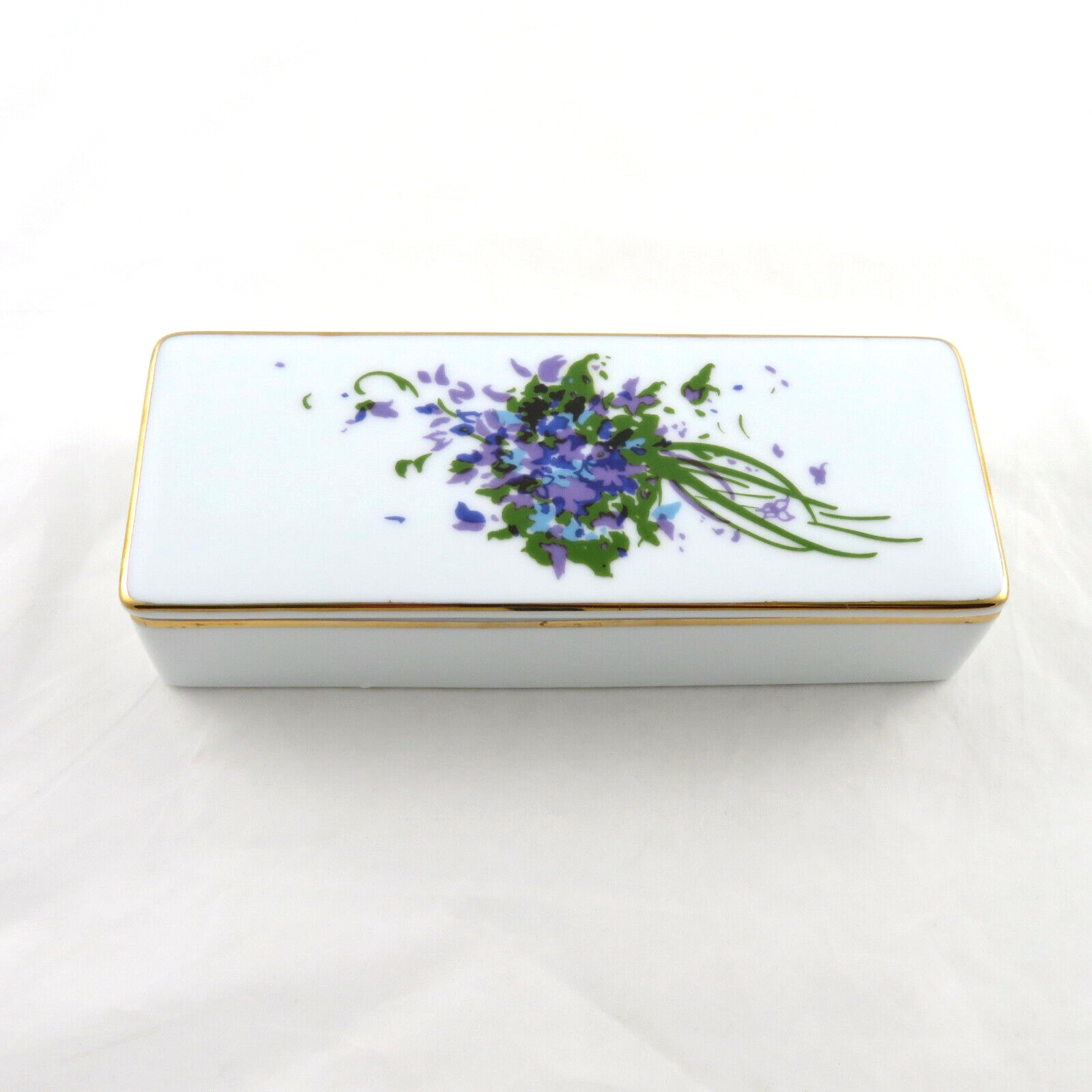 Vintage Bonwit Teller Trinket Box Porcelain Violets