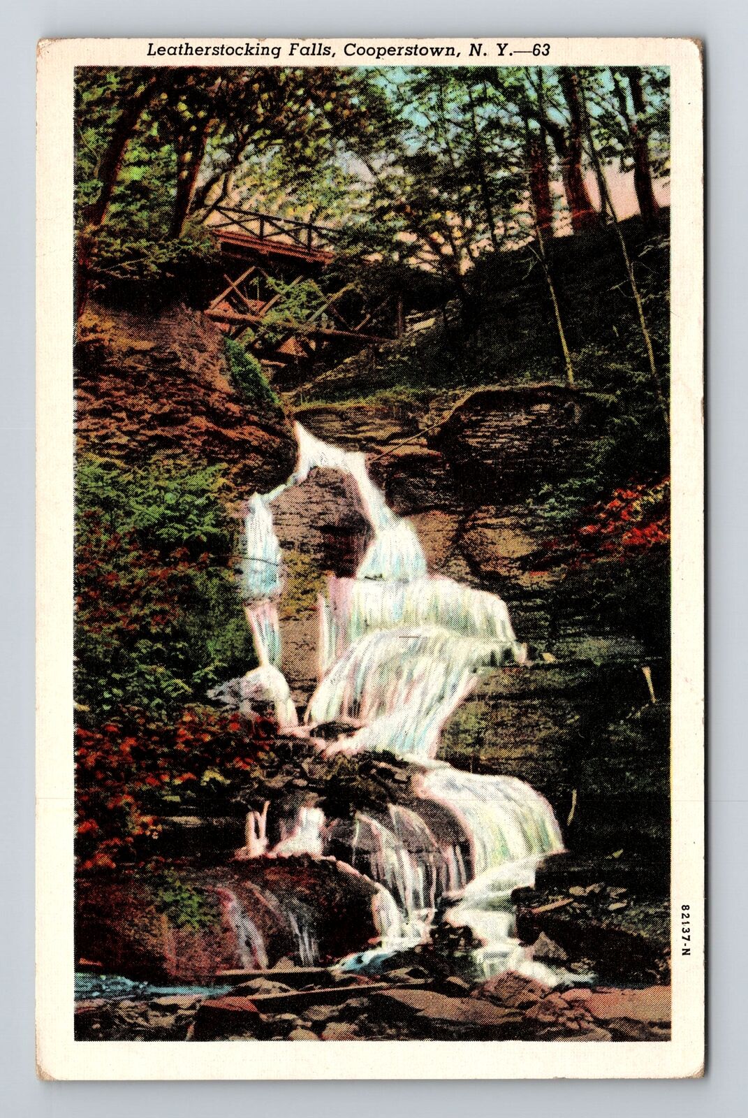 Cooperstown NY-New York, Leatherstocking Falls Vintage Souvenir Postcard