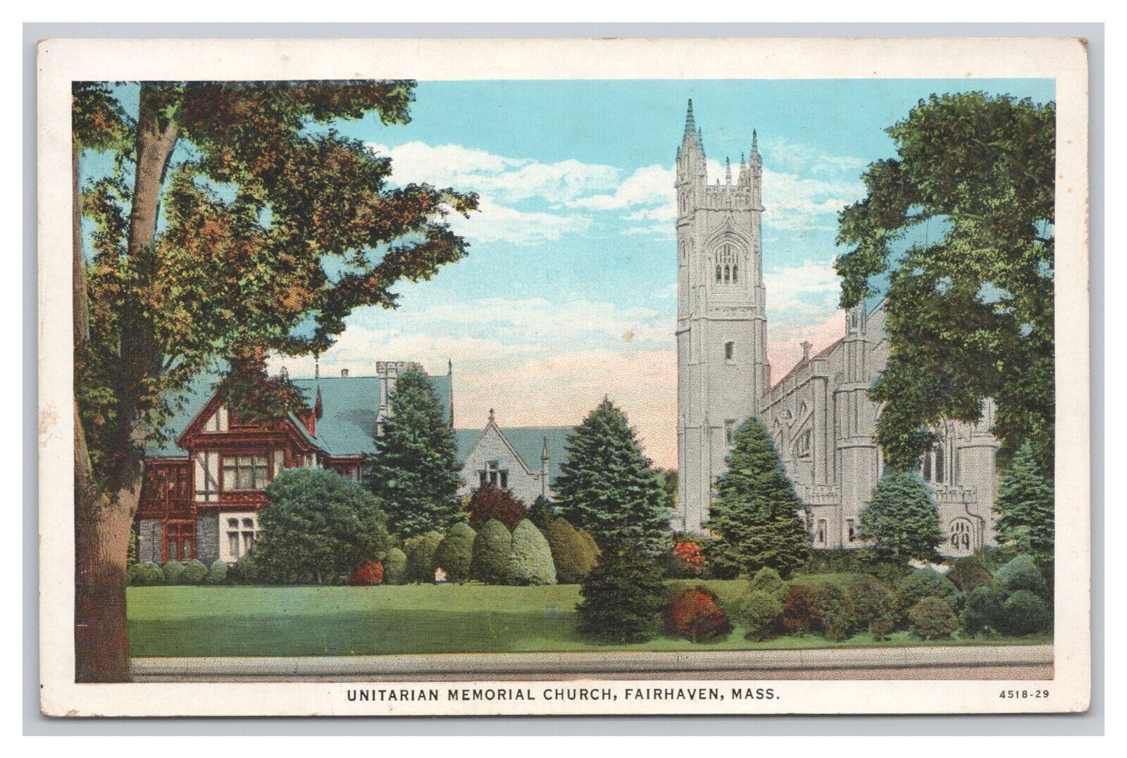 Postcard Unitarian Memorial Church Fairhaven Mass. Massachusetts