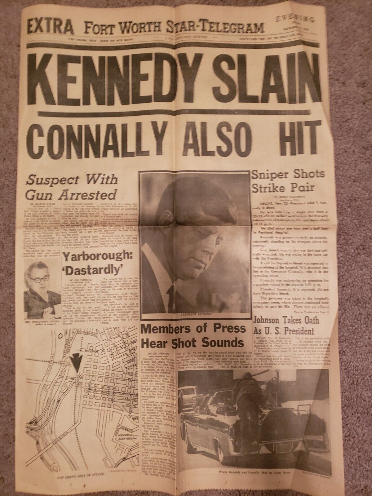 Fort Worth Star Telegram Nov 22, 1963 Vintage Newspaper JFK \