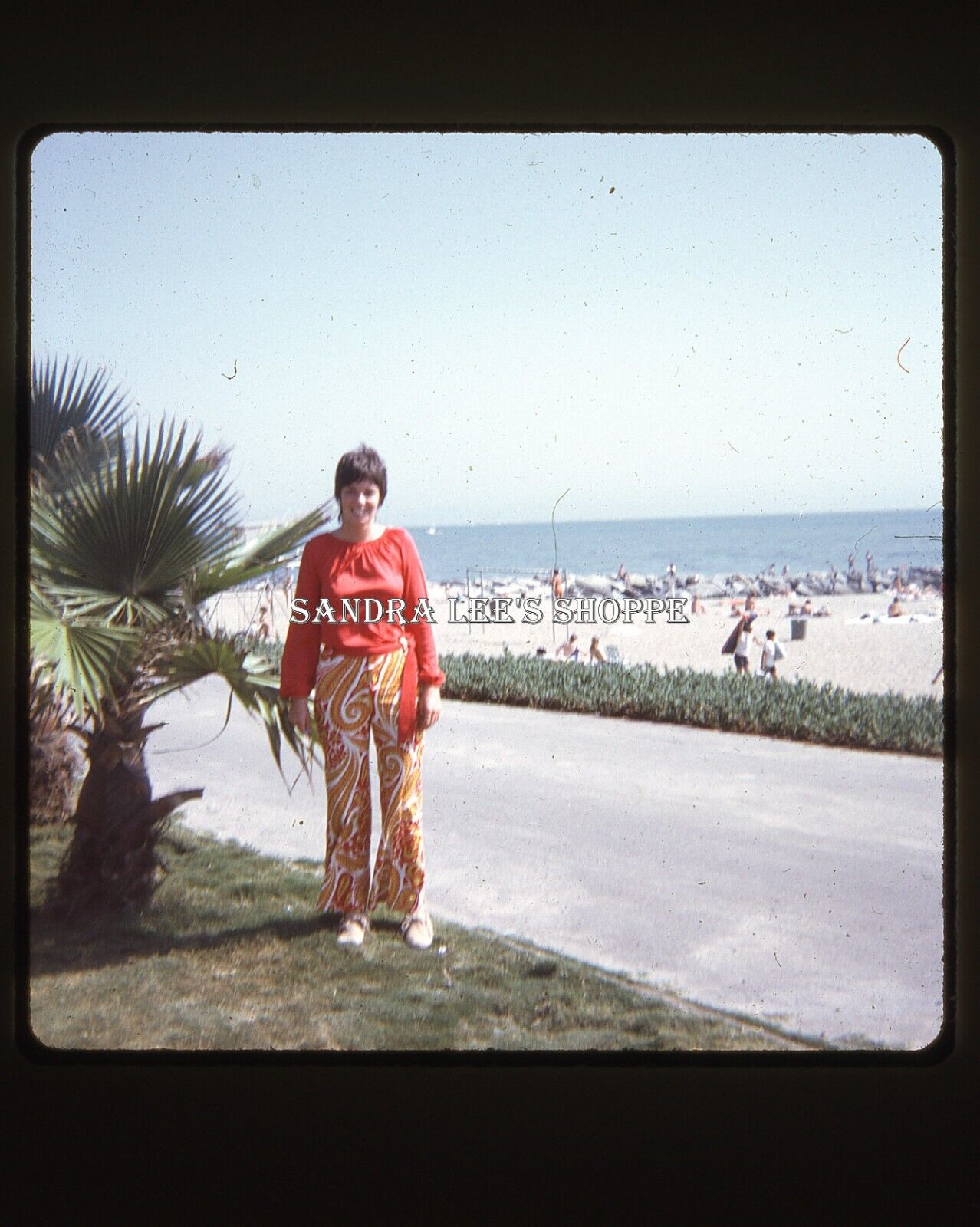 1969 Original Slide Woman Psychedelic Pants California Beach #2294