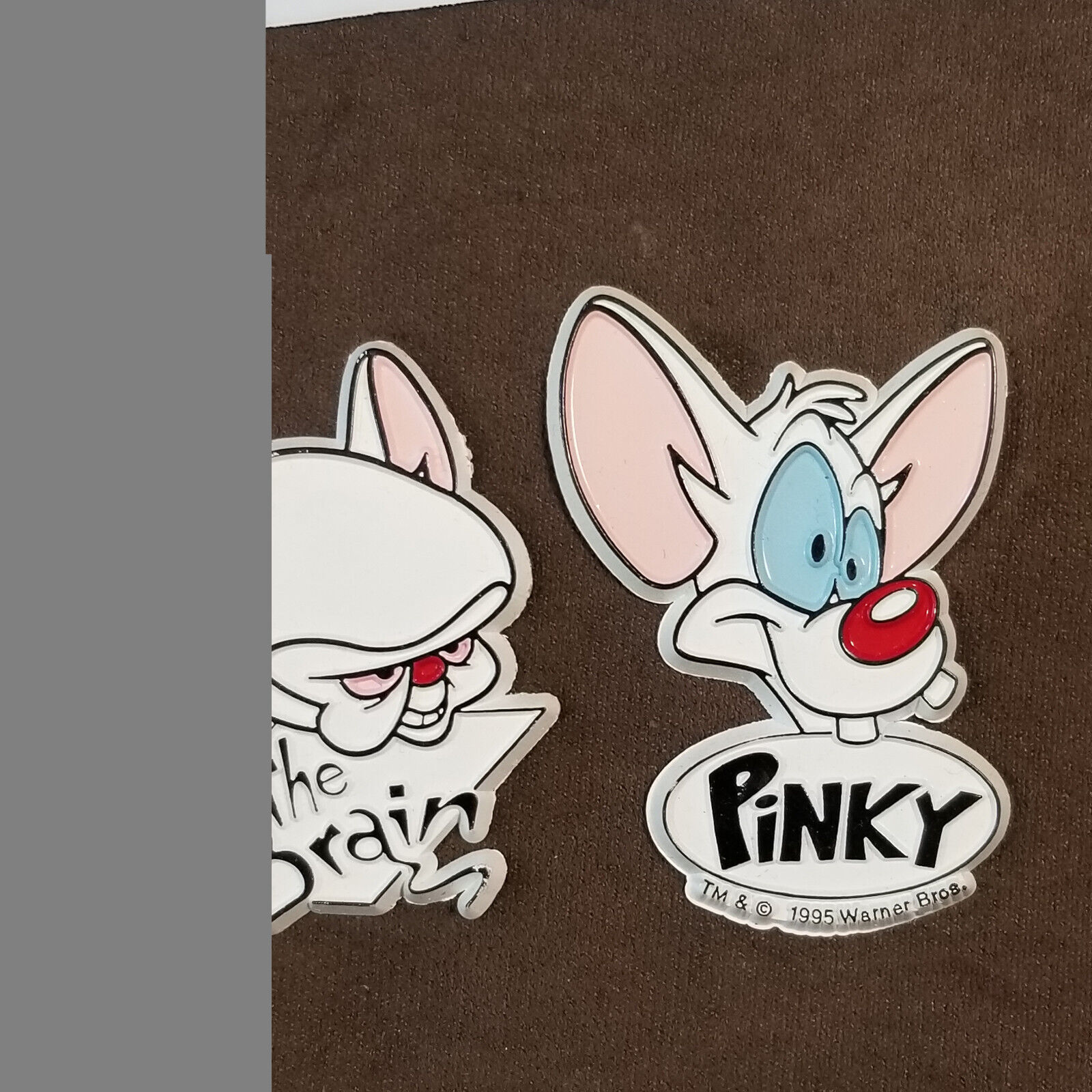 VTG 90's PINKY AND THE BRAIN RUBBER FRIDGE MAGNETS MCL MADE IN USA