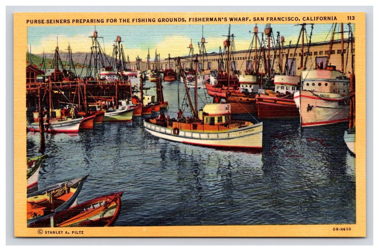 Postcard: CA Purse Seiners Preparing, San Francisco, California - Unposted