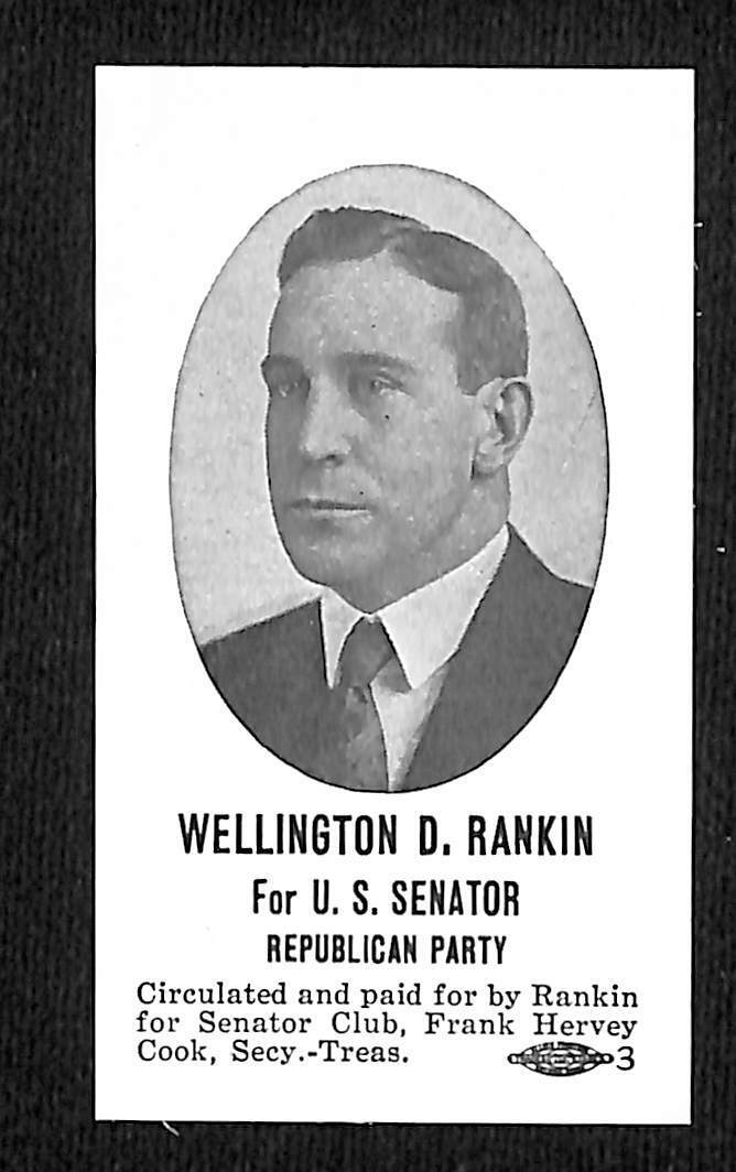 Wellington D. Rankin for U.S. Senator (MT) 1942 Hand-out Card - \