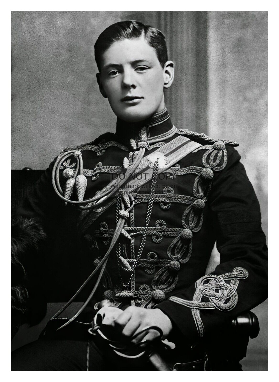 YOUNG WINSTON CHURCHILL IN MILITARY UNIFORM 1895 UK WORLD LEADER 5X7 PHOTO