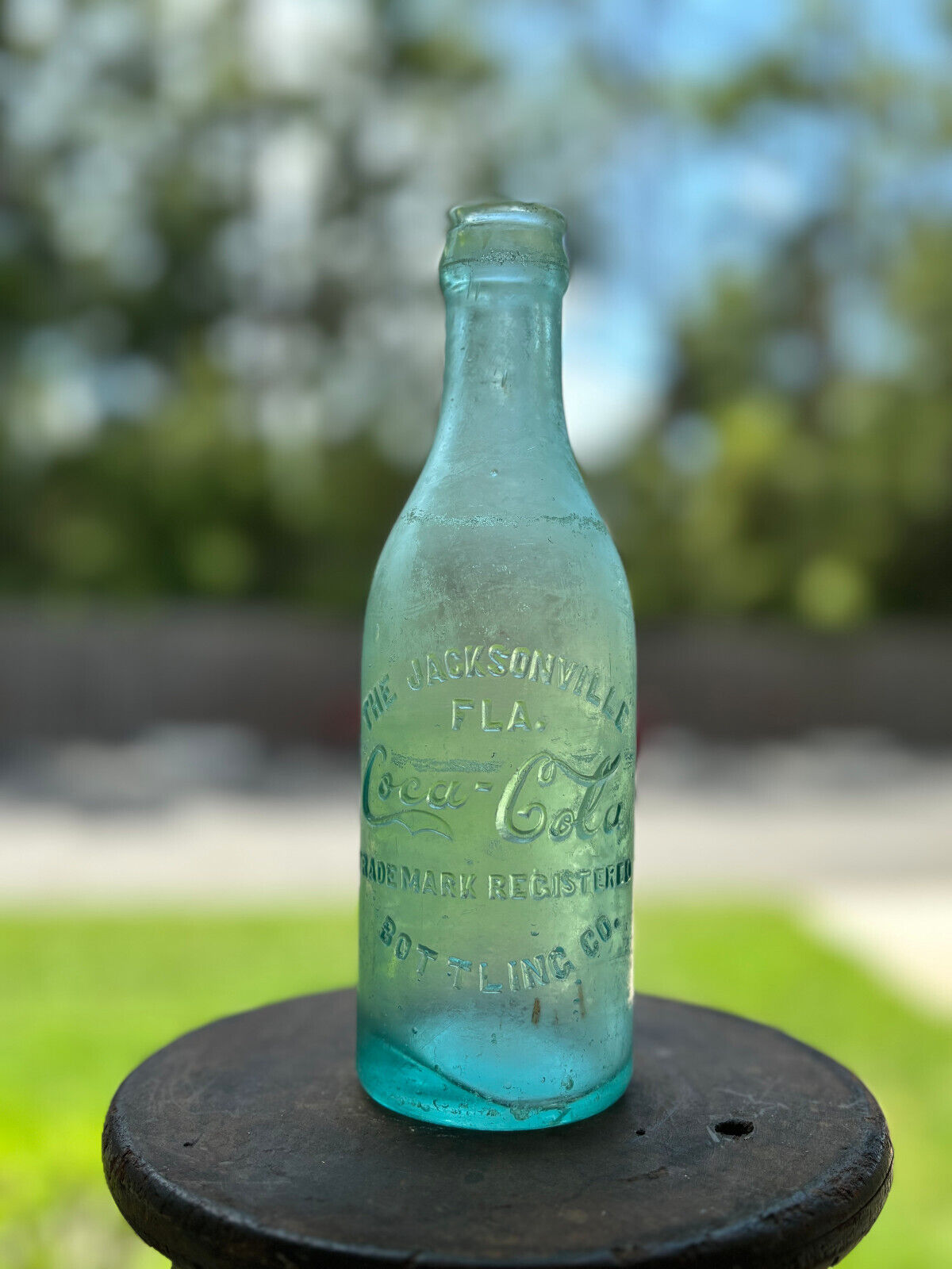 1910 Root JACKSONVILLE FLA COCA COLA BOTTLE STRAIGHT SIDE CLEAR auqa Green .