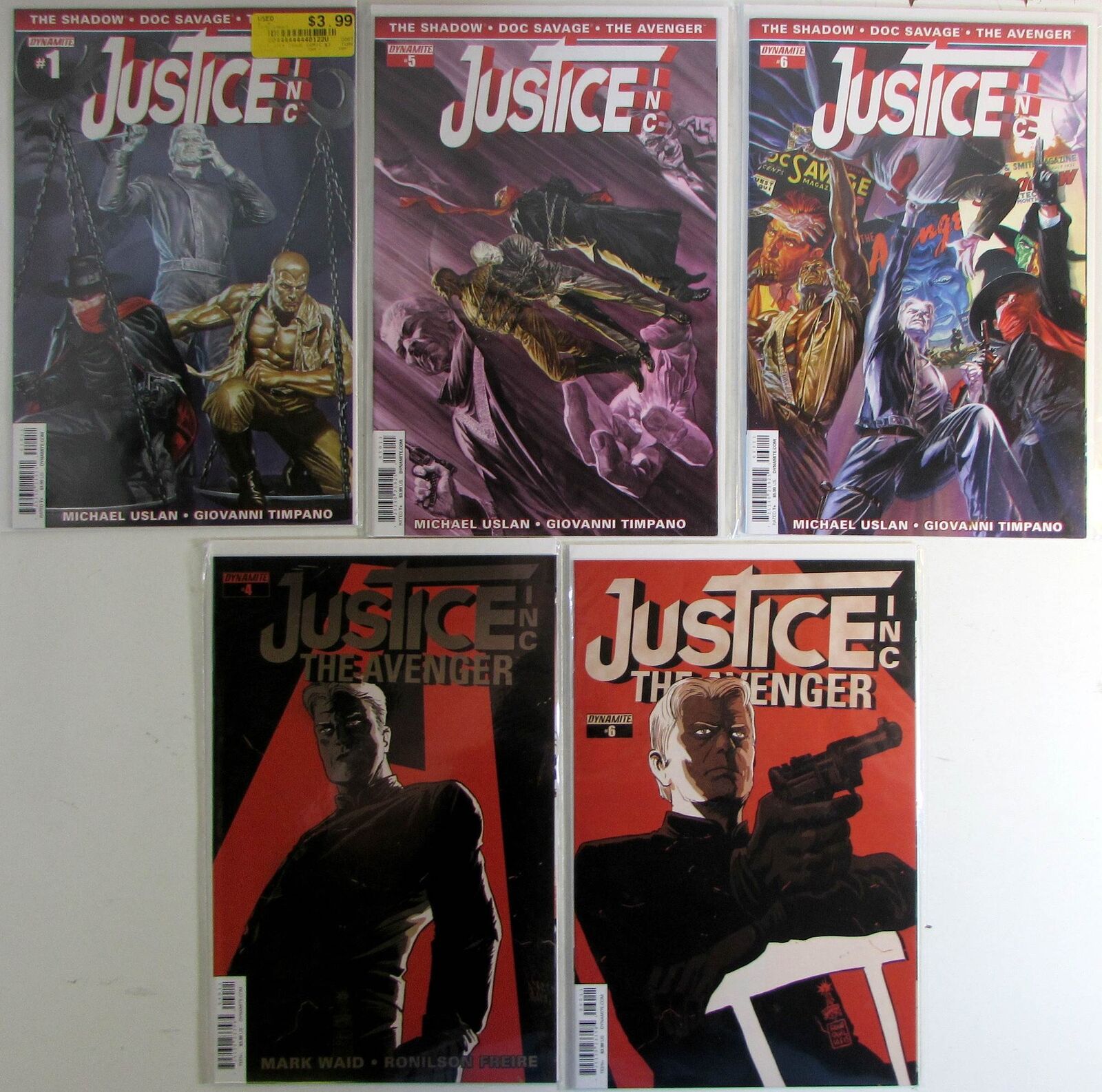 Justice Inc Lot of 5 #1j,5,6,Avengers 4,6 Dynamite (2014) 1st Print Comics