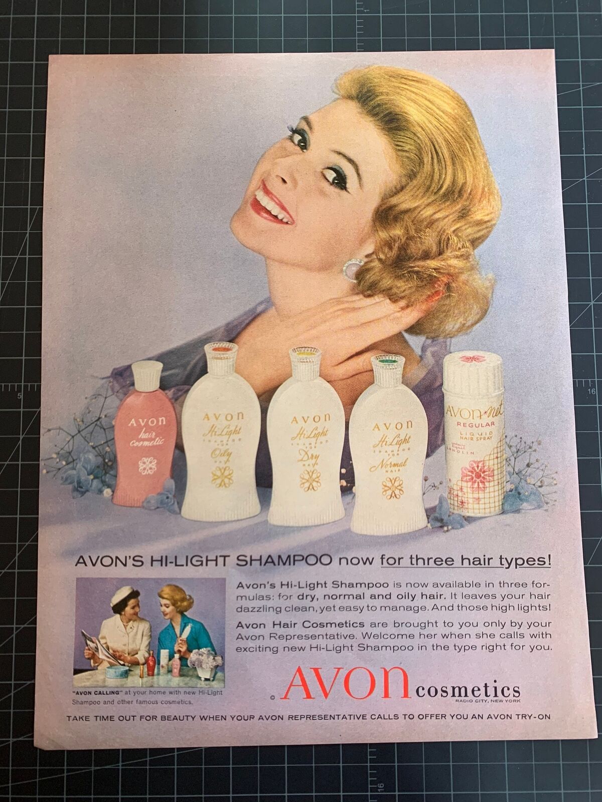 Vintage 1959 Avon Cosmetics Haircare Print Ad