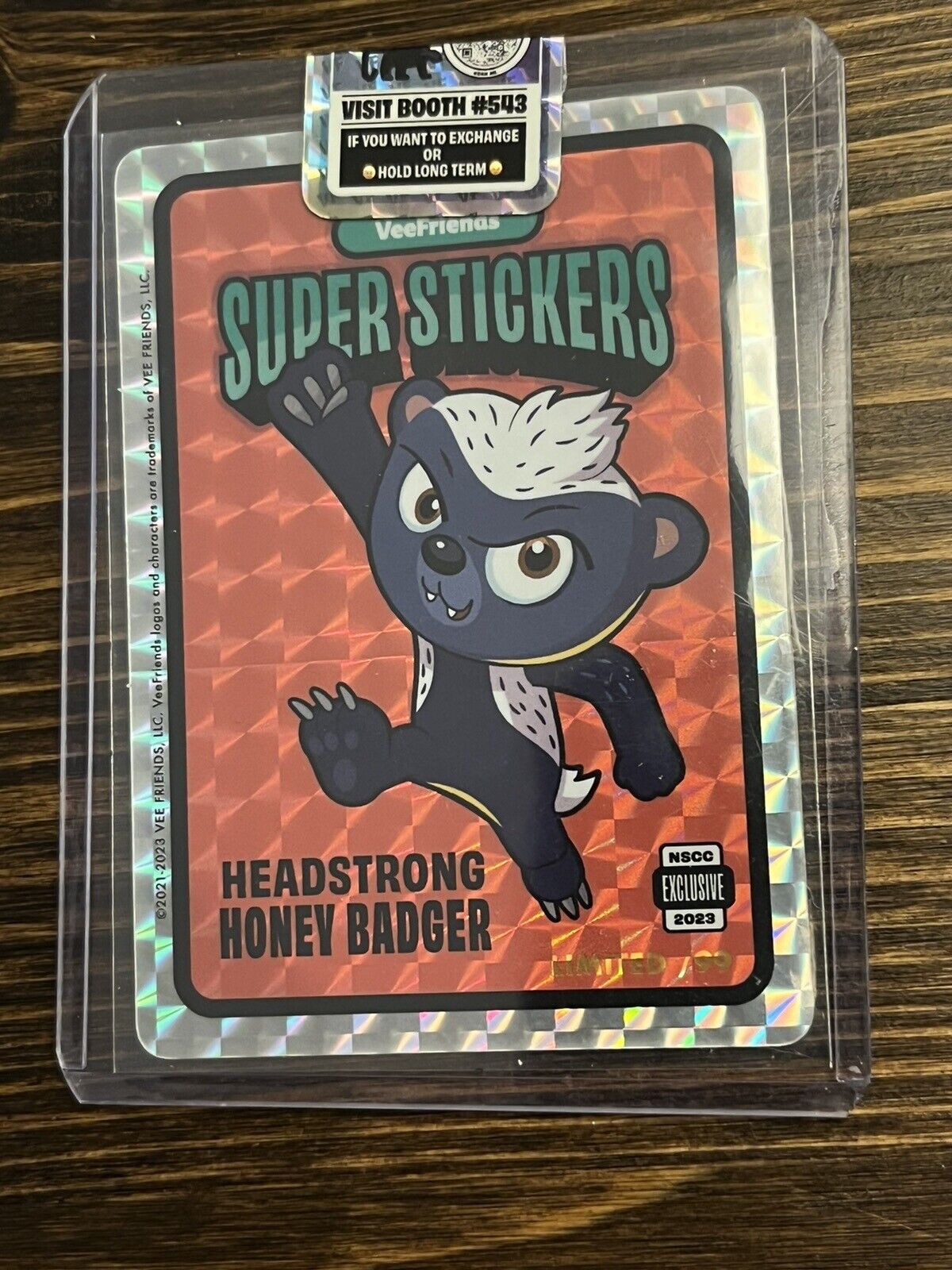 2023 National Exclusive Veefriends Super Sticker headstrong honey badger /99 