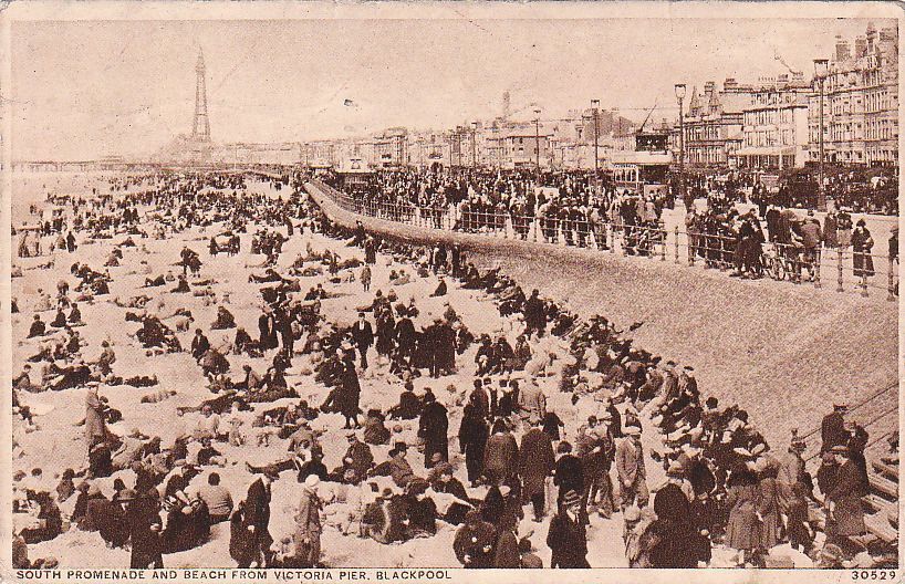 Postcard South Promenade and Beach Victoria Pier Blackpool UK