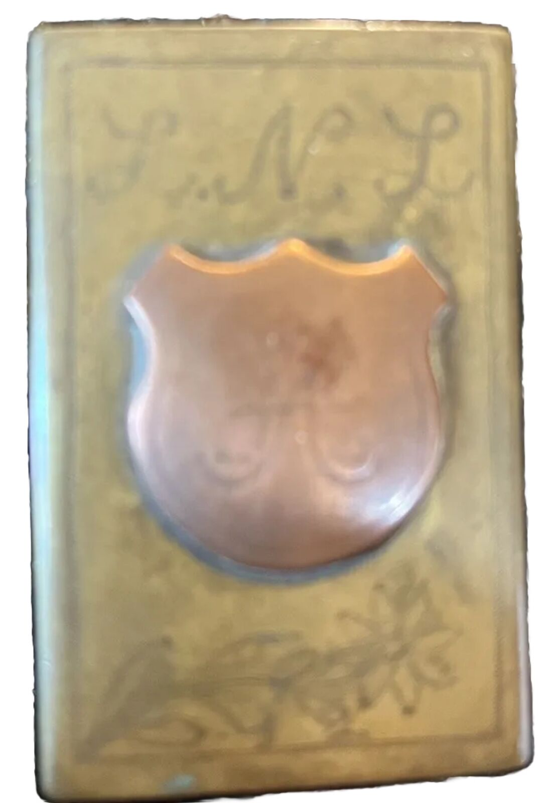 Antique 1915 Match Book Cover Brass Copper Initialed ￼L.N.L.  A Matches Used