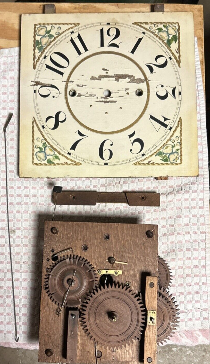 08-06 Antique Wooden 30-Hour Works Groaner Clock Movement