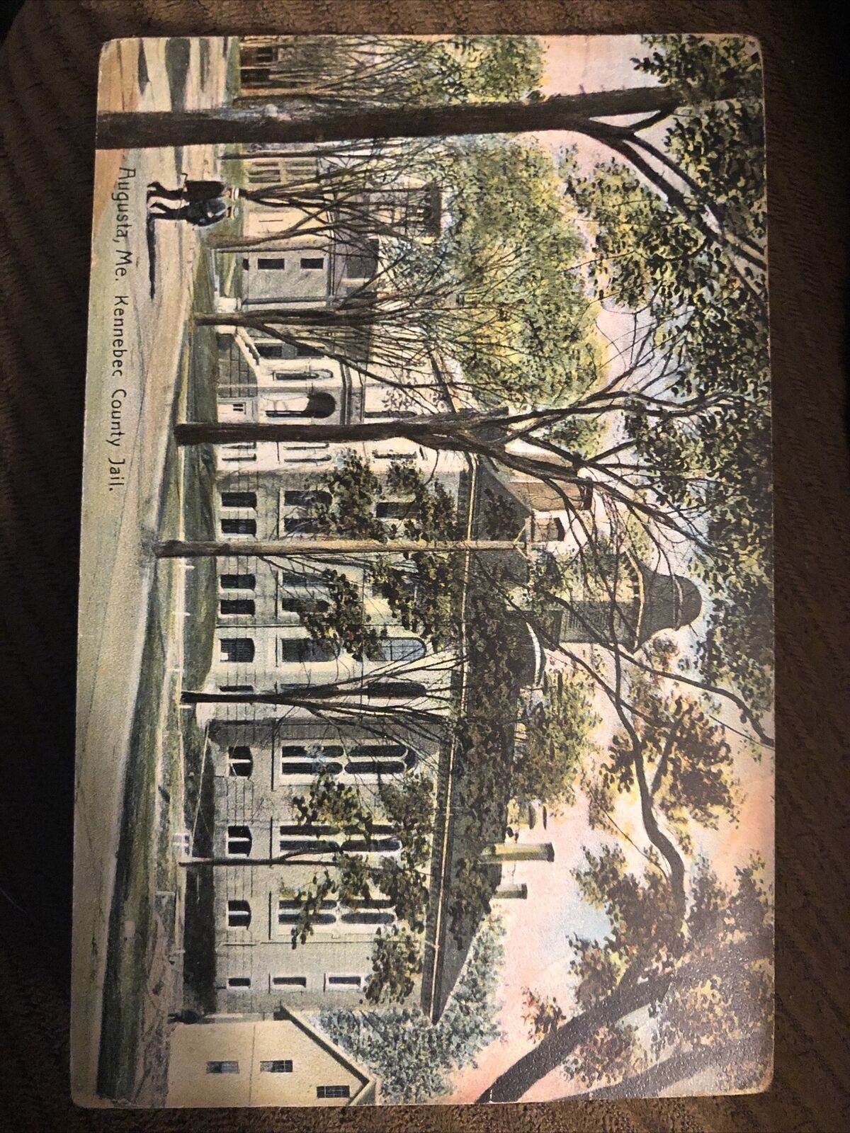 c1910 Augusta, Me Kennebec County Jail Postcard, Antique Maine Antique Vintage