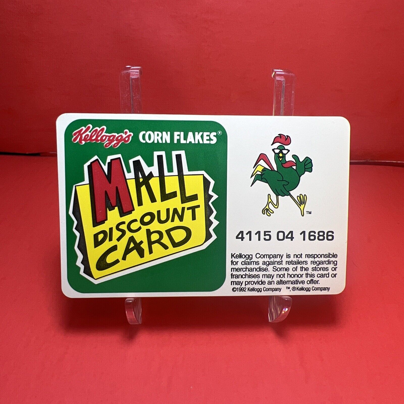 1992 Kellogg’s Corn Flakes Mall Discount Card Promo/Phone NM Rare