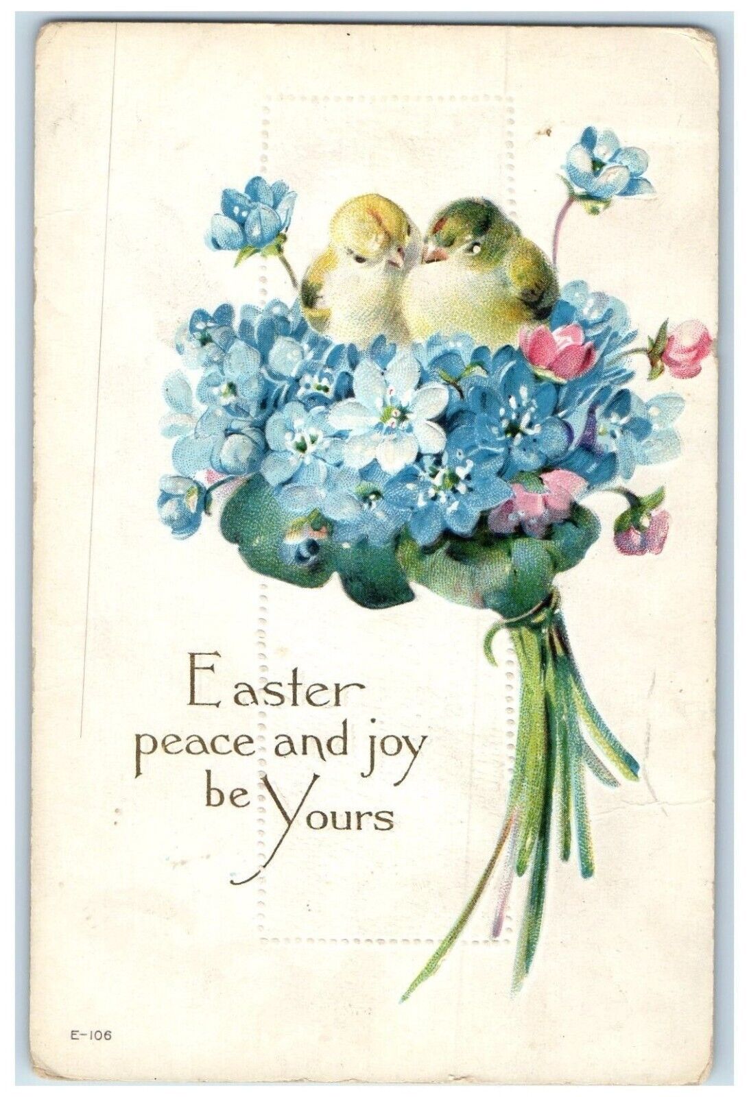 c1910's Easter Flowers Chicks Embossed Unposted Antique Postcard