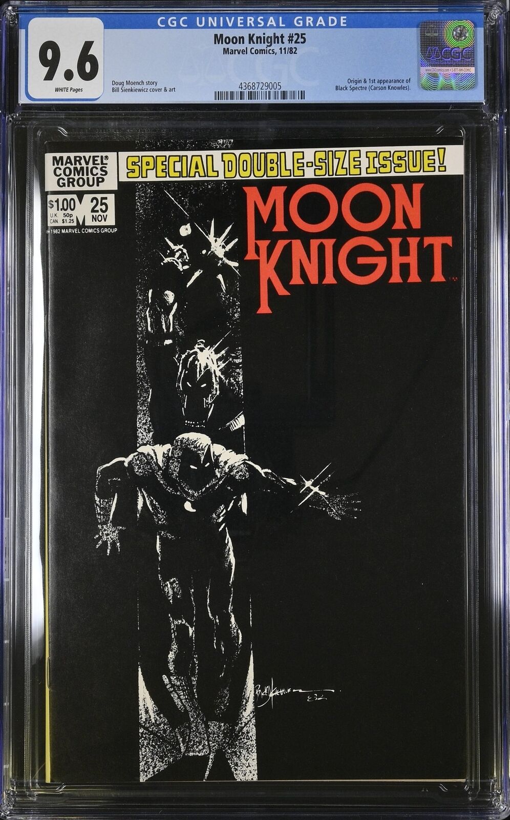 Moon Knight #25 CGC NM+ 9.6 White Pages 1st Appearance Black Spectre Marvel