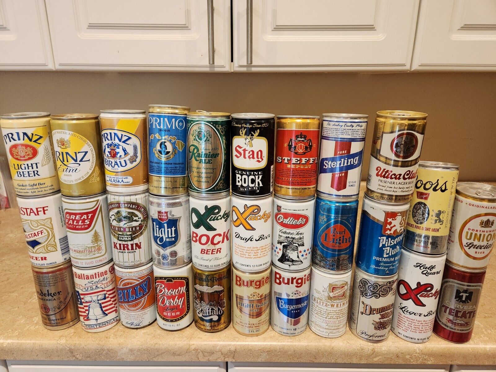 42 Vintage BO/AF aluminum beer cans - multiple brands listed in item condition