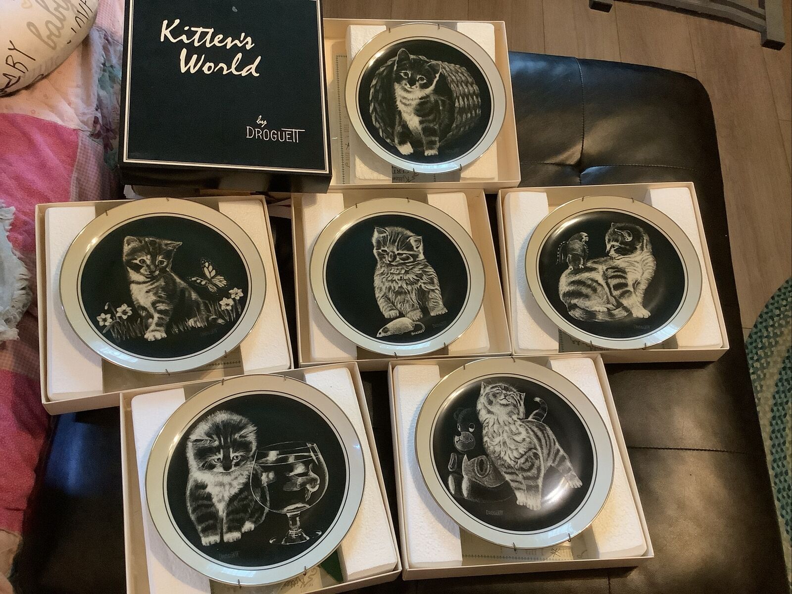 Kittens World By Droguett Set Of Six(6) Collectors Plates VTG~ Art Number 1024