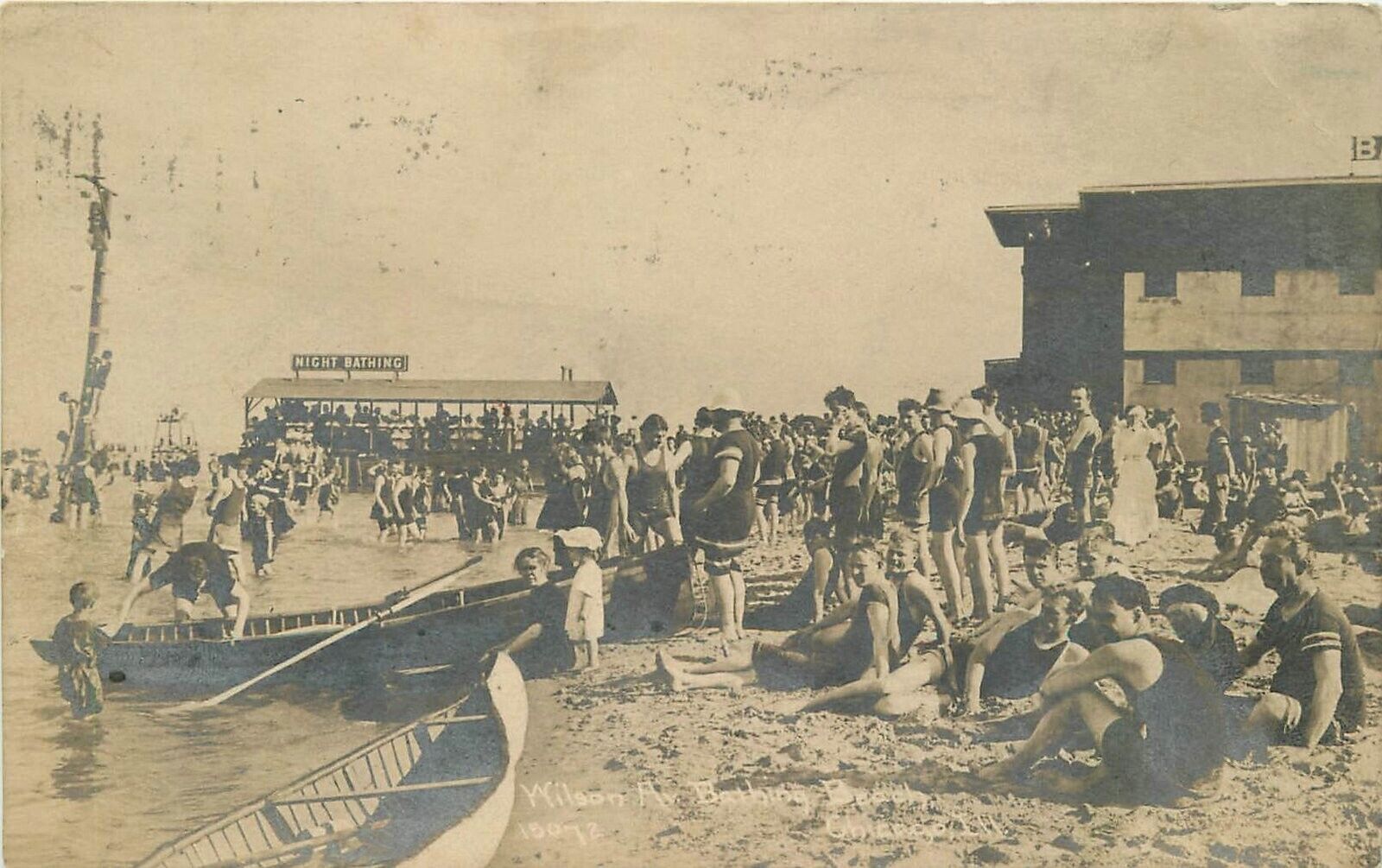 Postcard RPPC C-1910 Illinois Chicago Wilson's beach bathing Childs 23-12608