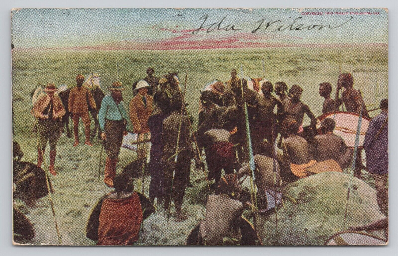 Africa Safari Big Game Hunt End of Lion Hunt 1911 Antique Postcard