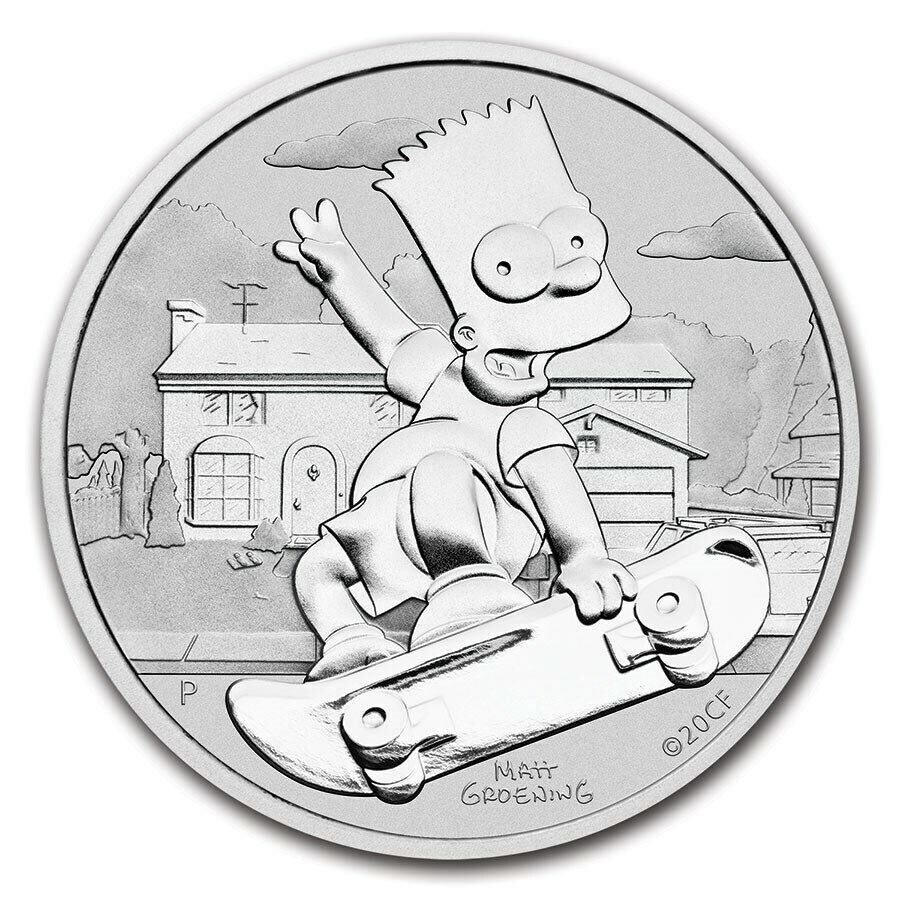2020 ~ 1 OZ 9999 SILVER ~ BART SIMPSON ~ THE SIMPSONS ~ LIMITED ~ CAPSULE~$68.88