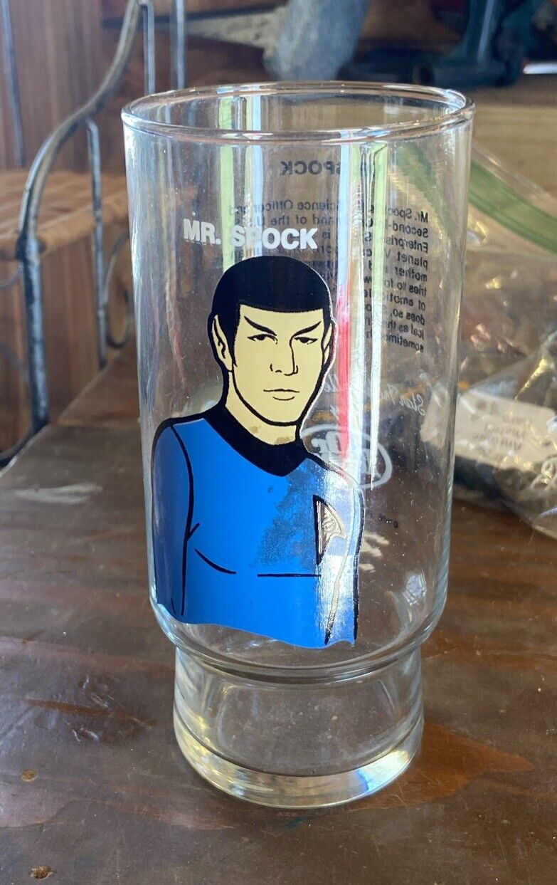 Vintage 1976 Star Trek, animated series, Mr. Spock, Dr. Pepper drinking glass
