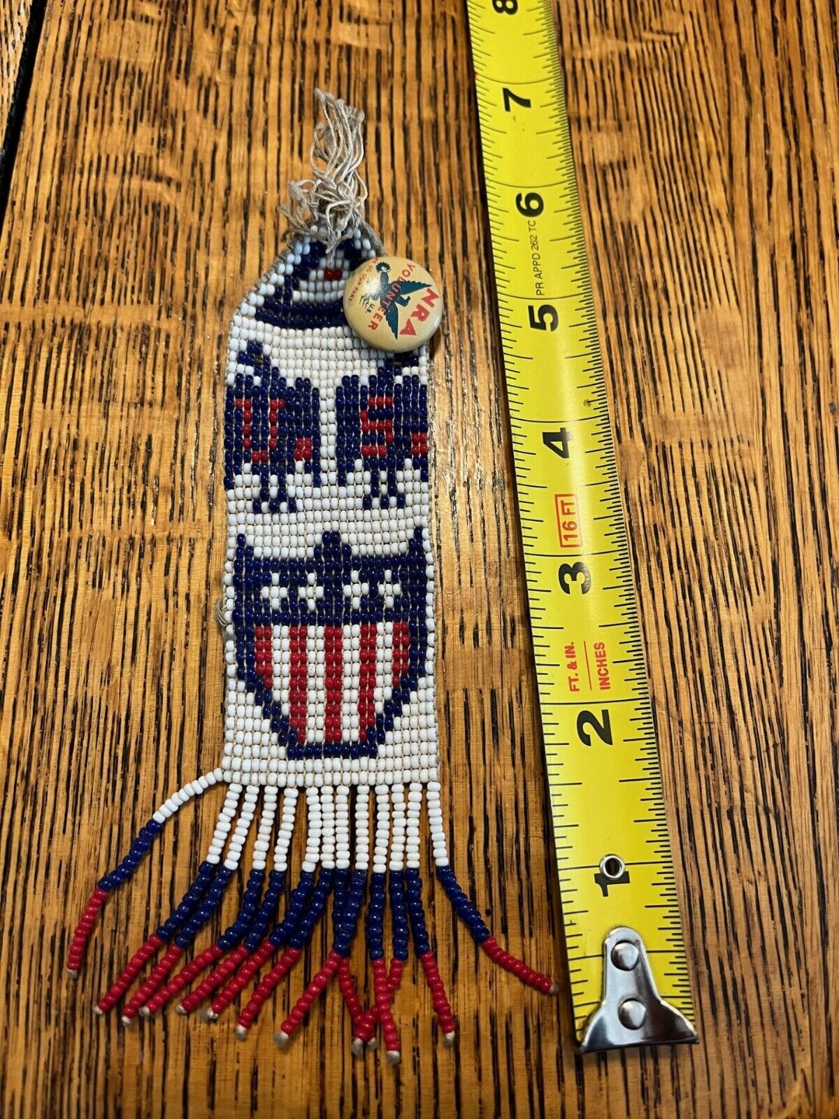 Vintage NRA, National Recovery Administration, Souvenir Button and Beaded hanger